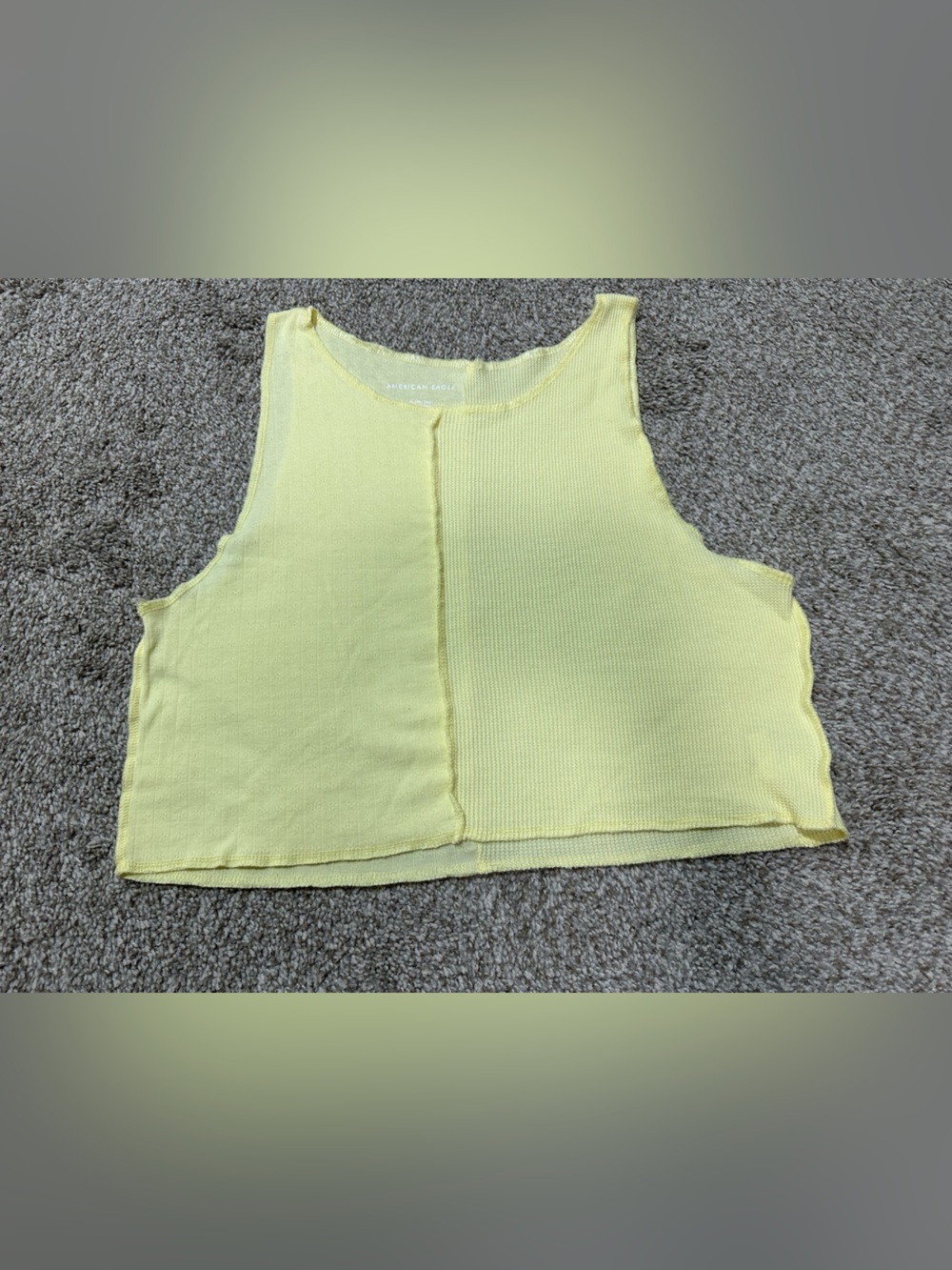 American Eagle Outfitters Pale Yellow Ribbed Crop Tank Top